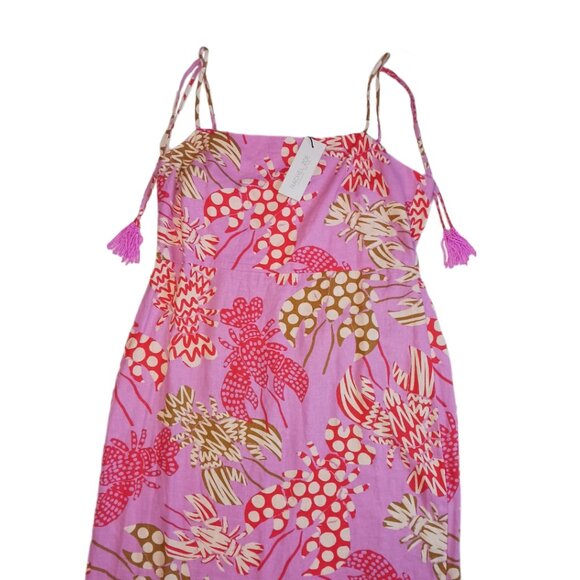 Rachel Zoe Womens Size Large Dress Pink Midi Spaghetti Strap Lobster Beaded - Picture 3 of 8